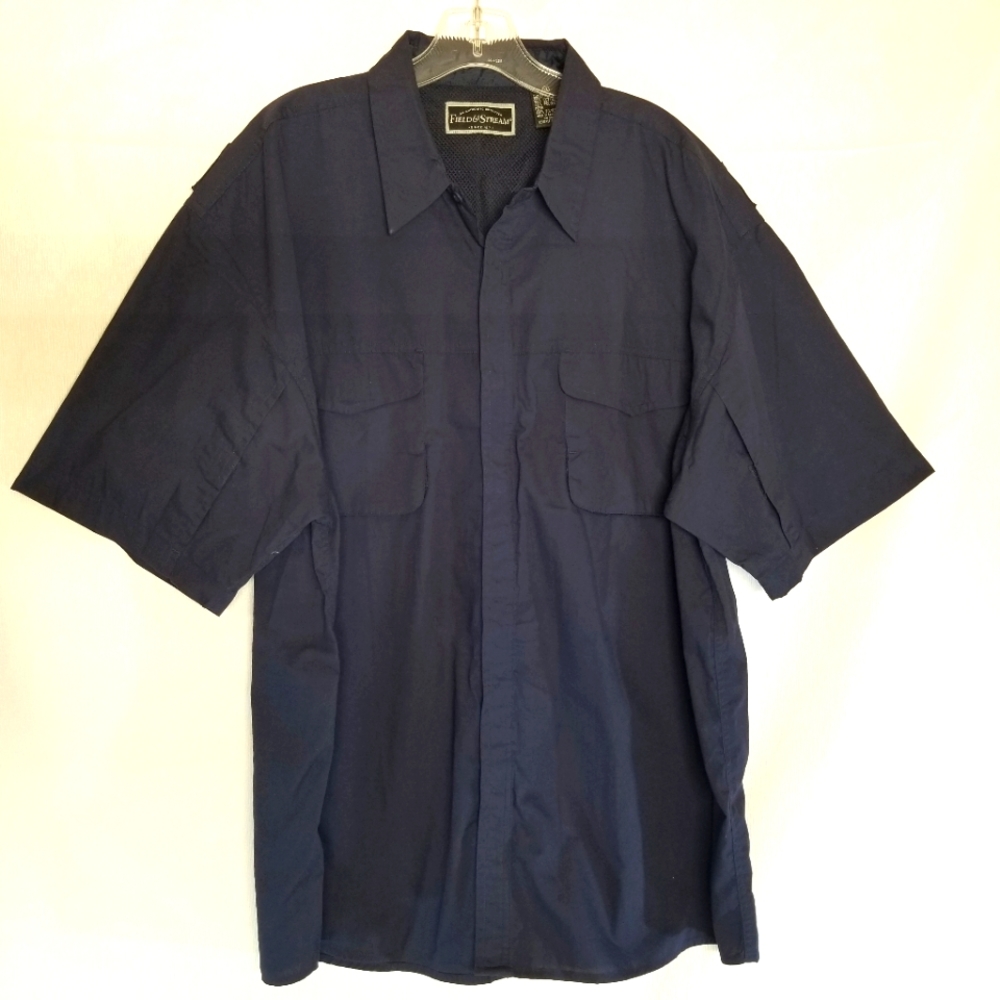Field & Stream Mens Fishing Outdoors Button Down Shirt Sz XL Blue 4 Pockets